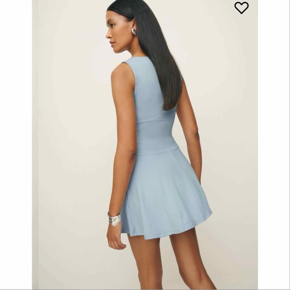 NWOT Reformation Mayve Knit Skater Dress in Mineral Blue - Picture 3 of 3